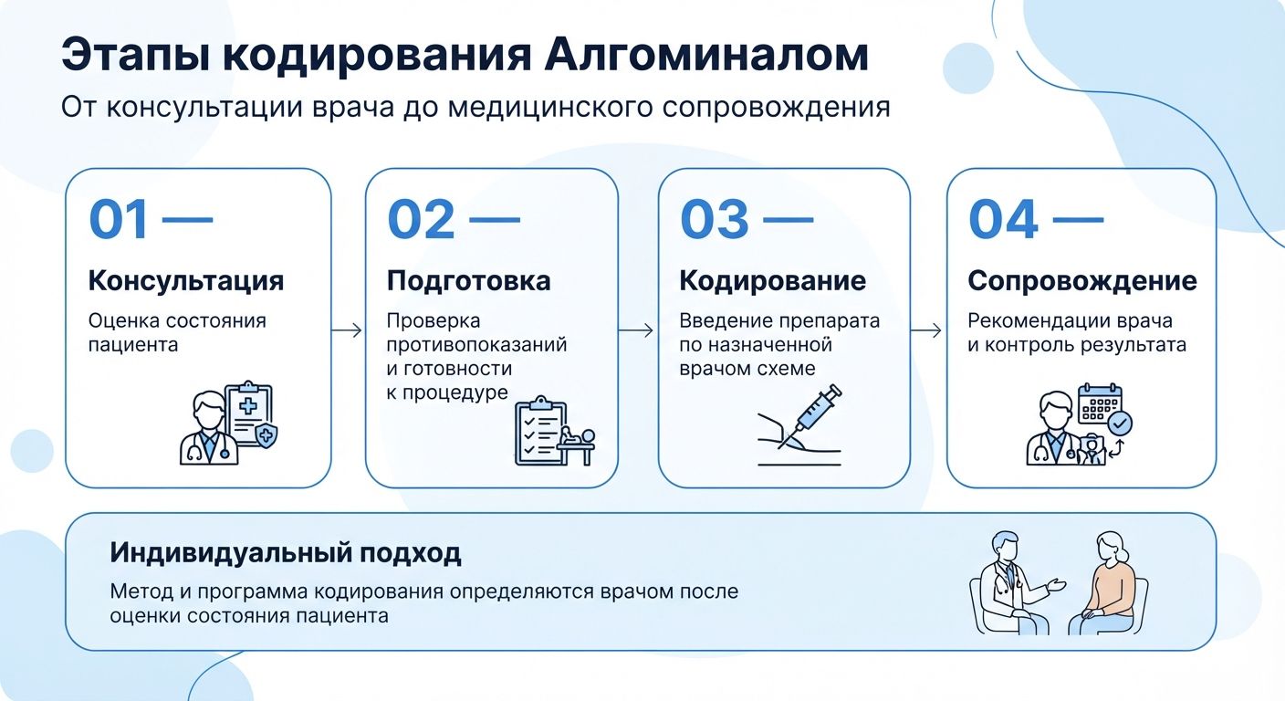 Кодирование препаратом «Алгоминал» в Каспийске инфографика
